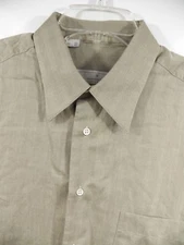 ERMENEGILDO ZEGNA MENS XL LUXURY CASUAL SPORT SHIRT BEIGE KHAKI COTTON SPAIN LUX
