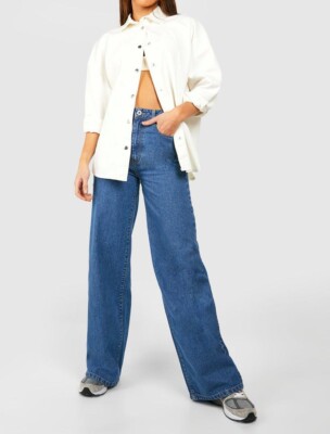 Damen Tall Basics Boyfriend Jeans Marke UK Slim High Waist Bootcut Denim B824
