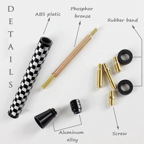 4.21 inches Car Antenna FM/AM Spring Antena Black Kit Universal Black+White - Picture 3 of 8