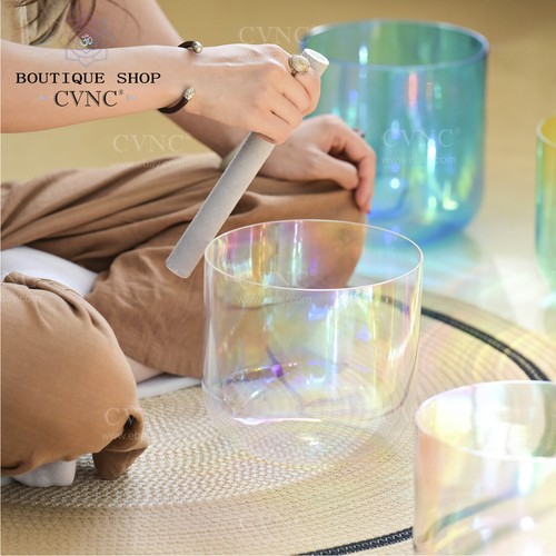 CVNC 432Hz 7" Clear Alchemy Chakra Crystal Singing Bowl Sound Heal Bath Reiki - Picture 3 of 6