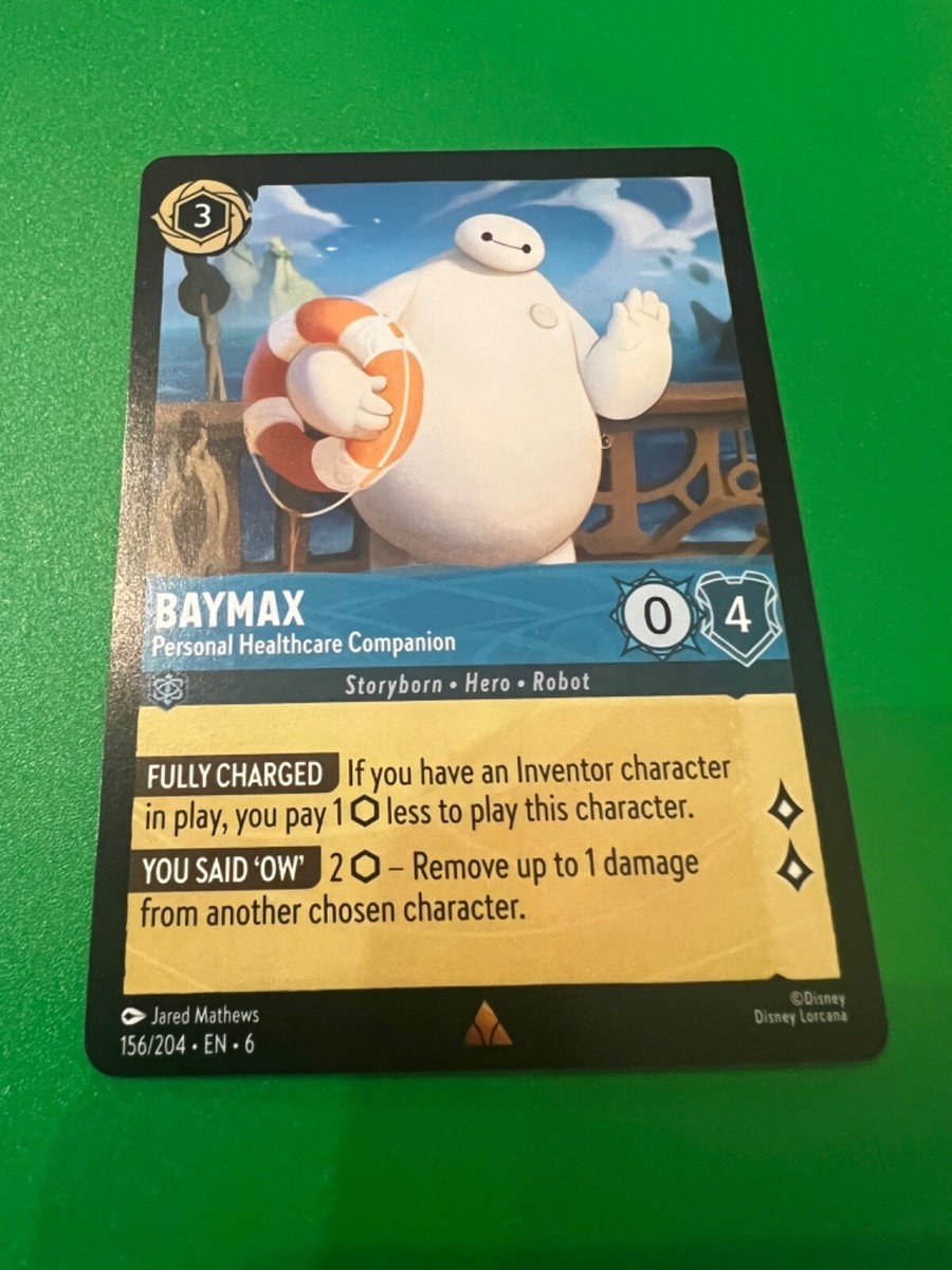 lorcana baymax card Disney Azurite Sea - 156/204 - Personal Healthcare Rare Non Foil Gain 1 lore for each 1 damage removed this way. Baymax (Alt Art) Lorcana Proxy/Orica
