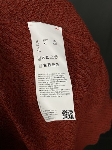 Hugo Boss Hombres Naranja Algodón Lino Cuello Redondo Suéter Talla XL - Imagen 10 de 11