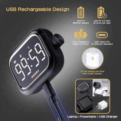 Visual Magnetic Timer with LED Backlit Display with Rechargeable Battery