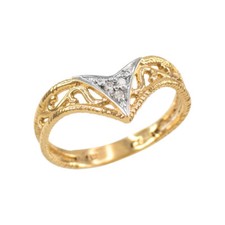 Fine Gold Filigree Chevron Diamond Ring for W...