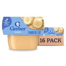 Gerber 1St Foods Baby Food Banana Puree, Natural & Non-Gmo, 2 Ounce Tubs, 2-Pack