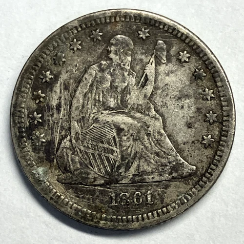 1861 US Liberty Seated Quarter VF