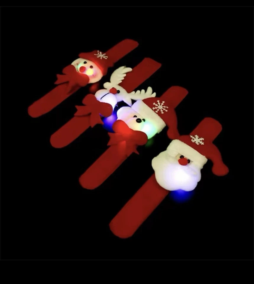 Pulseira de pelúcia leve Papai Noel com anel de pressão pulseira de Natal luminosa - Imagem 2 de 4