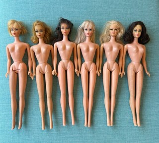 Lotto 6 bambole Barbie Stacey TNT mod vintage alcune TLC così come sono anni 60 70 Twist n Turn