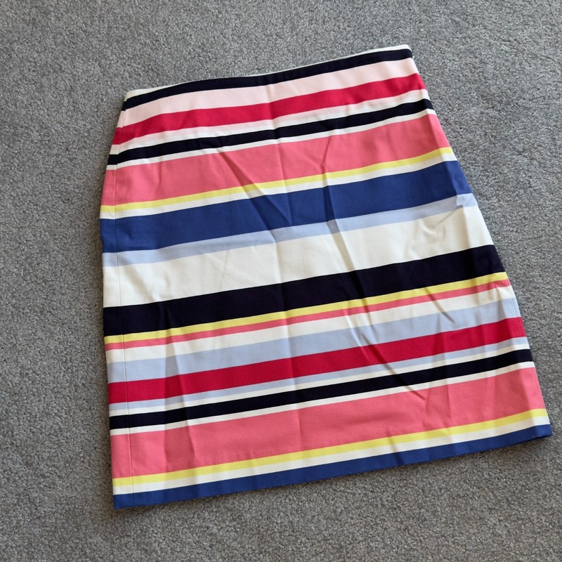 / Talbots Cotton-Spandex Multi-Stripe Lined Skirt Summer Spring Stripe NWOT US10