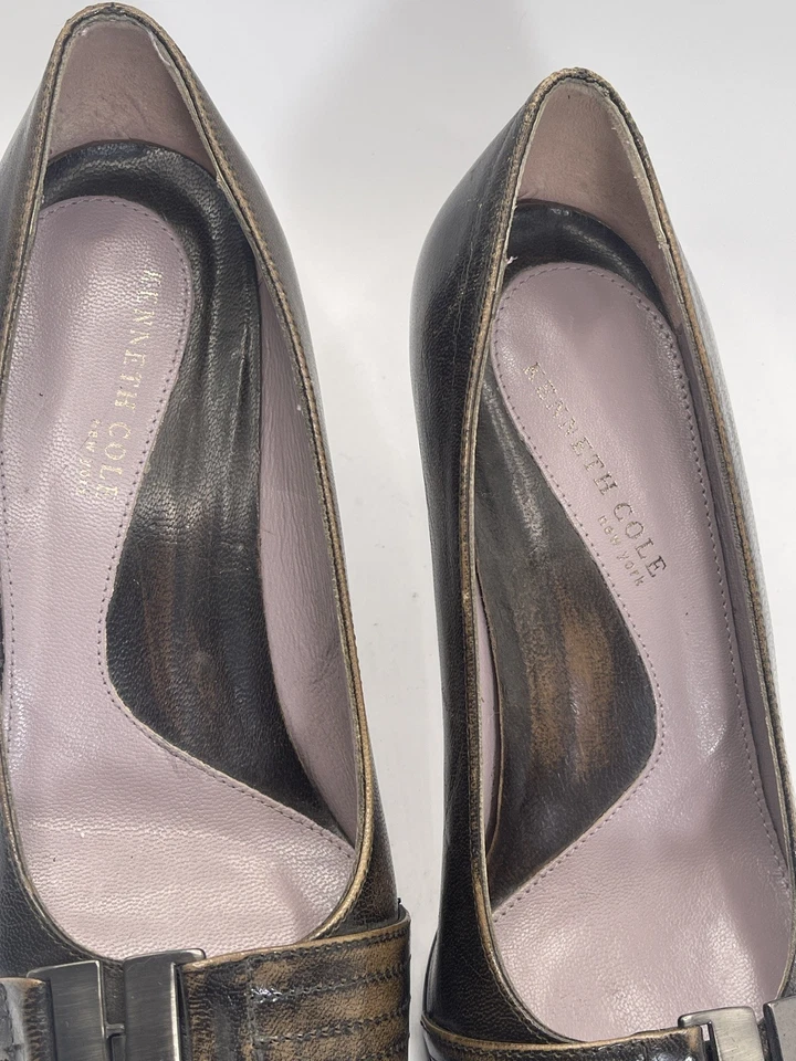 Kenneth Cole New York Marrón con Hebilla Punta Slip On Zapatos de salón Talla EE. UU. 6M Foto 2 de 4