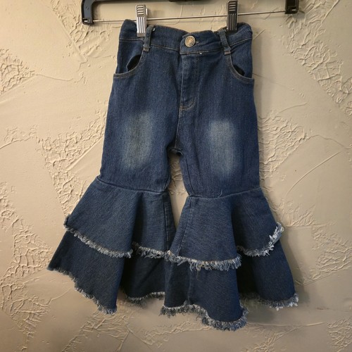Toddler Girls Flare Leg Ruffled Jeans Sz 4