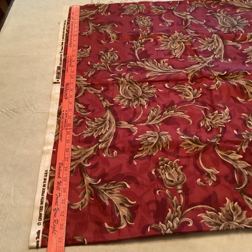 Vintage Western Textil Stoff Burgund mit beige Blätter Wohnkultur 68" x 30" - Bild 6 von 7