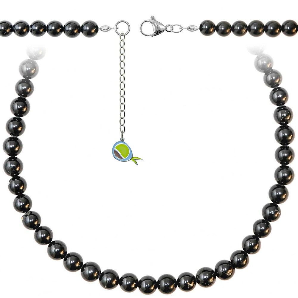 Collier en spinelle noir véritable et perles de 8mm un bijou d'exception