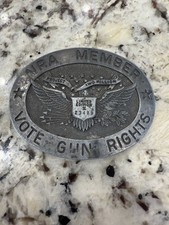 Vintage Pewter NRA Limited Edition Belt Buckle Vote Gun Rights Numbered Low