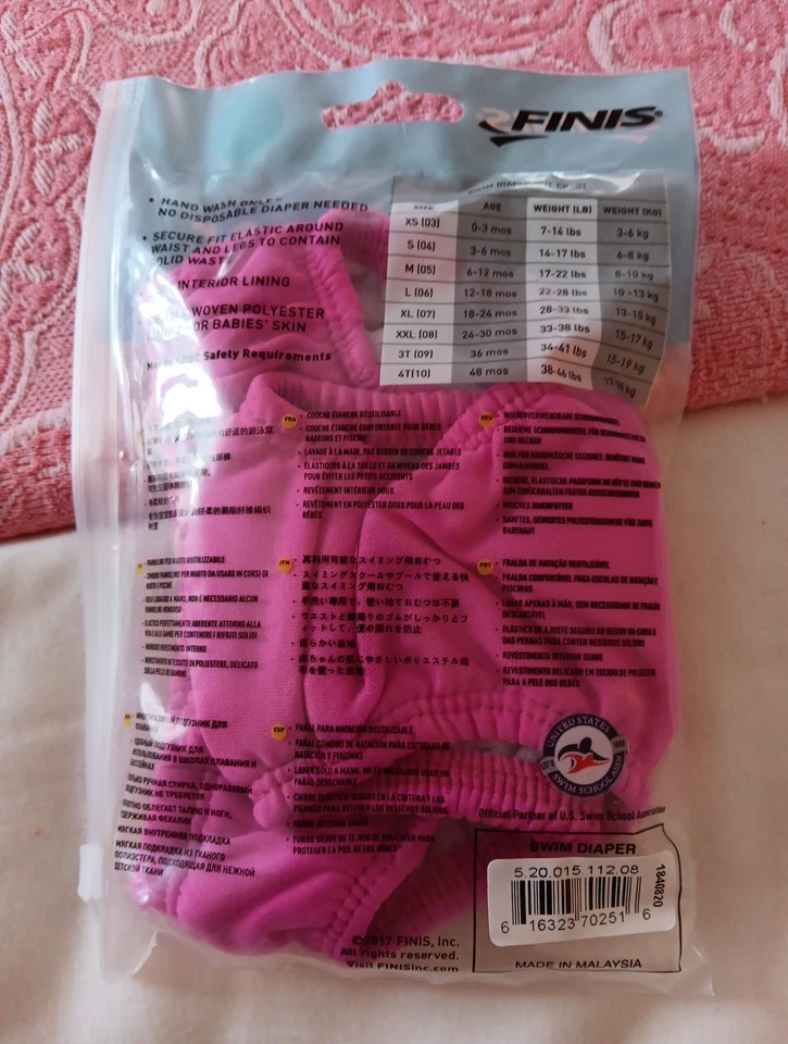 Pañal de natación reutilizable - ROSA - XX grande (33-38 libras esterlinas o 24-30 mos) - NUEVO Foto 2 de 2