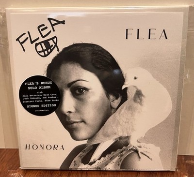 FLEA SIGNED HONORA ART CARD HONORA CD RED HOT CHILI PEPPERS SEALED IN HAND NEW