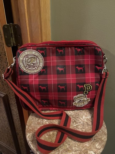 VICTORIA’S SECRET VS PINK VINTAGE LAPTOP CASE BAG RED PLAID Dog W Detach Strap - Picture 1 of 19