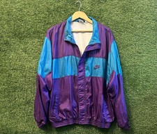 Vintage 90s Nike Gray Tag Colorblock Windbreaker Jacket Sz L Purple Teal Aqua