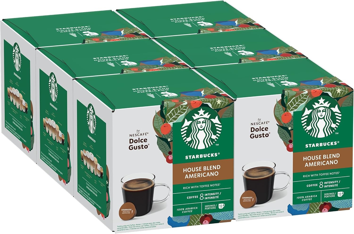 Starbucks Dolce Gusto Americano House Blend Coffee 6 x 12 Pods Total 72 Pods