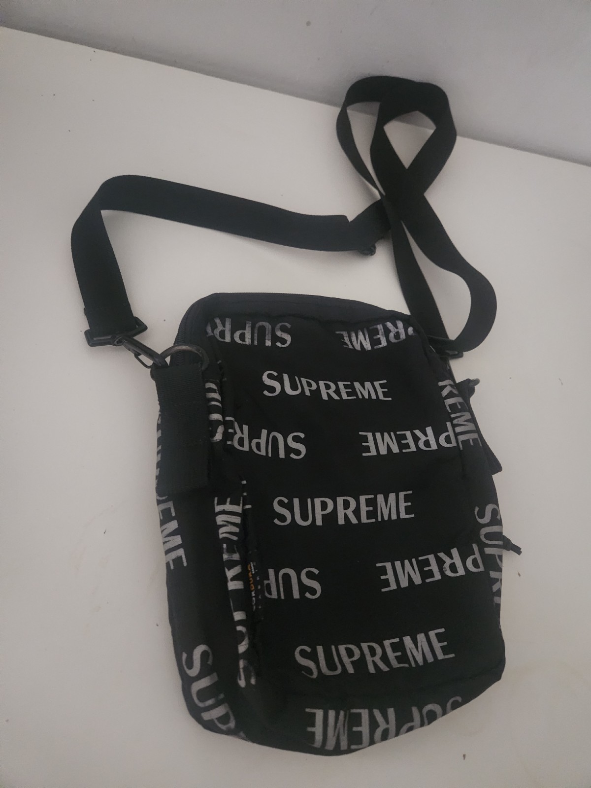 FW16 Supreme 3M reflective repeat black shoulder bag Cordura fabric Rare thumbnail 4