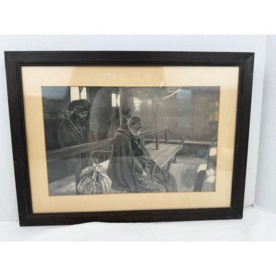 Vintage Framed Print Black and White Gallery Wall Art 18x12 Cottage Granny
