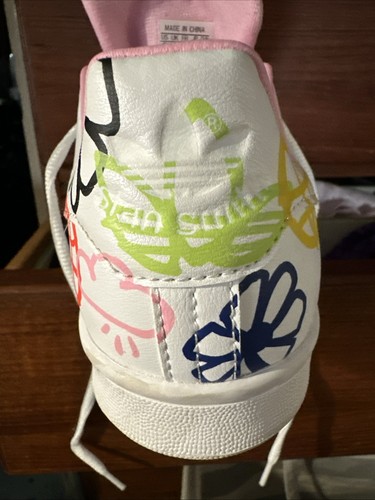 Scarpe sneakers tennis Adidas Stan Smith taglia 9 PERSONALIZZATE uniche-EUC-40,5 bianco/rosa - Foto 7 di 11