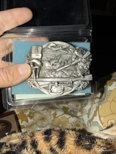 Siskiyou Buckle Co. INC Pewter Belt Buckle Fur Trappers Vintage 1984 O-20 Gun