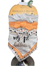 Baby Halloween Bibs  Headbands Infant 1st 6Pc NEW Bandana Holiday Dog Canine