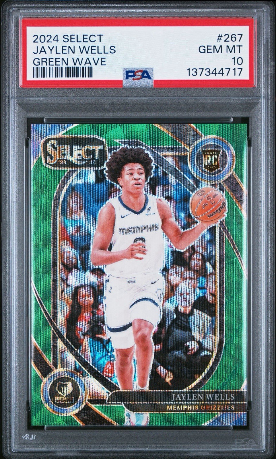 2024 Panini Select Courtside Green Wave /50 Jaylen Wells RC #267 PSA 10 GEM MT
