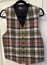 Polo Ralph Lauren Vest VTG Tartan Plaid Men's M Waistcoat Salesman Sample Rare