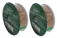 Kirkland Signature Wire Edged 1.5inch Brown Burlap Ribbon 50yrd 1.5in 2Pack