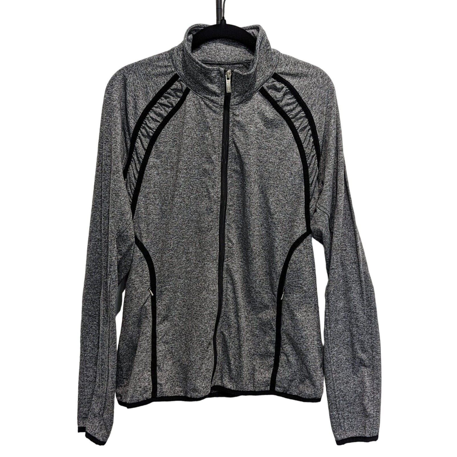 Ariat Womens Zip AriatTEK Jacket Size L Gray Black Trim Athletic Equestrian $140