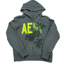 Vintage Y2K American Eagle Hoodie Women Large Olive Green Faded 2000s New York