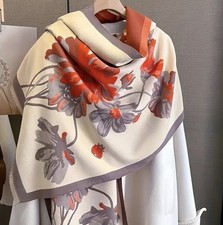 Elegant Woman  s Multicolored Scarf 72" X 25.5" W/ Floral Pattern New