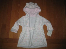 NEW Baby Girl's 6-9M Cloud Island Hooded Terry Bath Robe Pink White Hearts NWT
