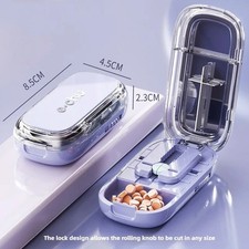 Adjustable Precise Pill Cutter Storage Box Portable Drug Tablet Medicine Dust US