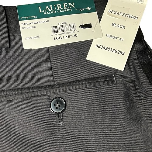 NWT Lauren Ralph Lauren Boys 16R 28”W Black Dress Pants Natural Wool Preppy - Picture 5 of 7