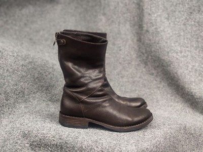 Fiorentini + Baker Eternity Ezee Dark Brown leather mid height boots asymmetrica
