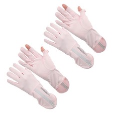 Sun Gloves for Women, Long Breathable Gloves,  11" & 4Pcs & Ice Silk & Pink