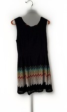 Women’s Size 14 Retro Sleeveless Dress Navy Blue Lace Overlay Chevron Zig Zag