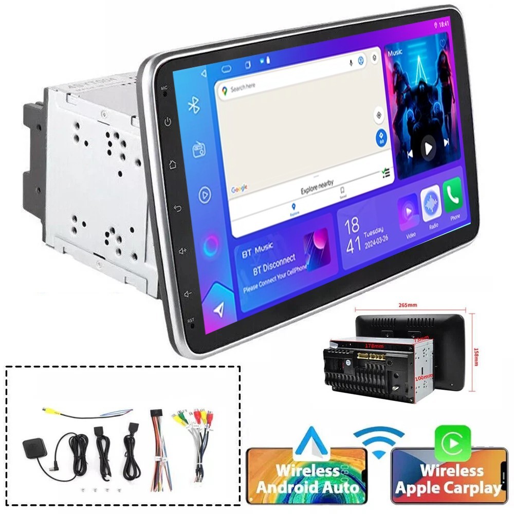 10" Android 14 Rotatable Car Stereo Radio 2DIN Touch Screen GPS Wifi Universal