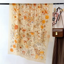 Butterfly Floral Ring Spun Wool Scarf Soluble Winter Womens Romantic Light Wrap