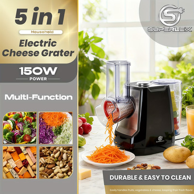 SUPERLEX 5-in-1 Electric Grater Vegetable Slicer, Food Processor And Chopper