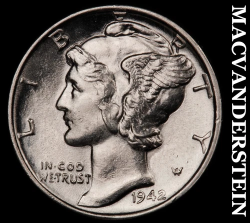 1942 Silver Mercury Dime - Choice Gem Brilliant Uncirculated++++  #i1589