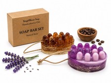 Loofah Soap Bar Set Lavender Coffee Massage Soap Natural Handmade Spa Gift