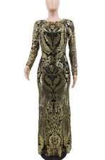 Black Gold Sequin Bodycon Dress Maxi Dress Evening Gown Formal Party Prom Dress
