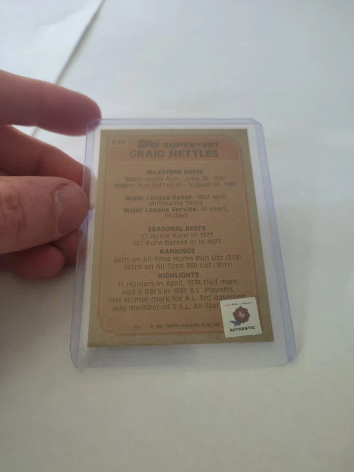 Graig Nettles 1983 Topps Autographed Card Released By 2020 Historic Autographs - Image 2 of 4