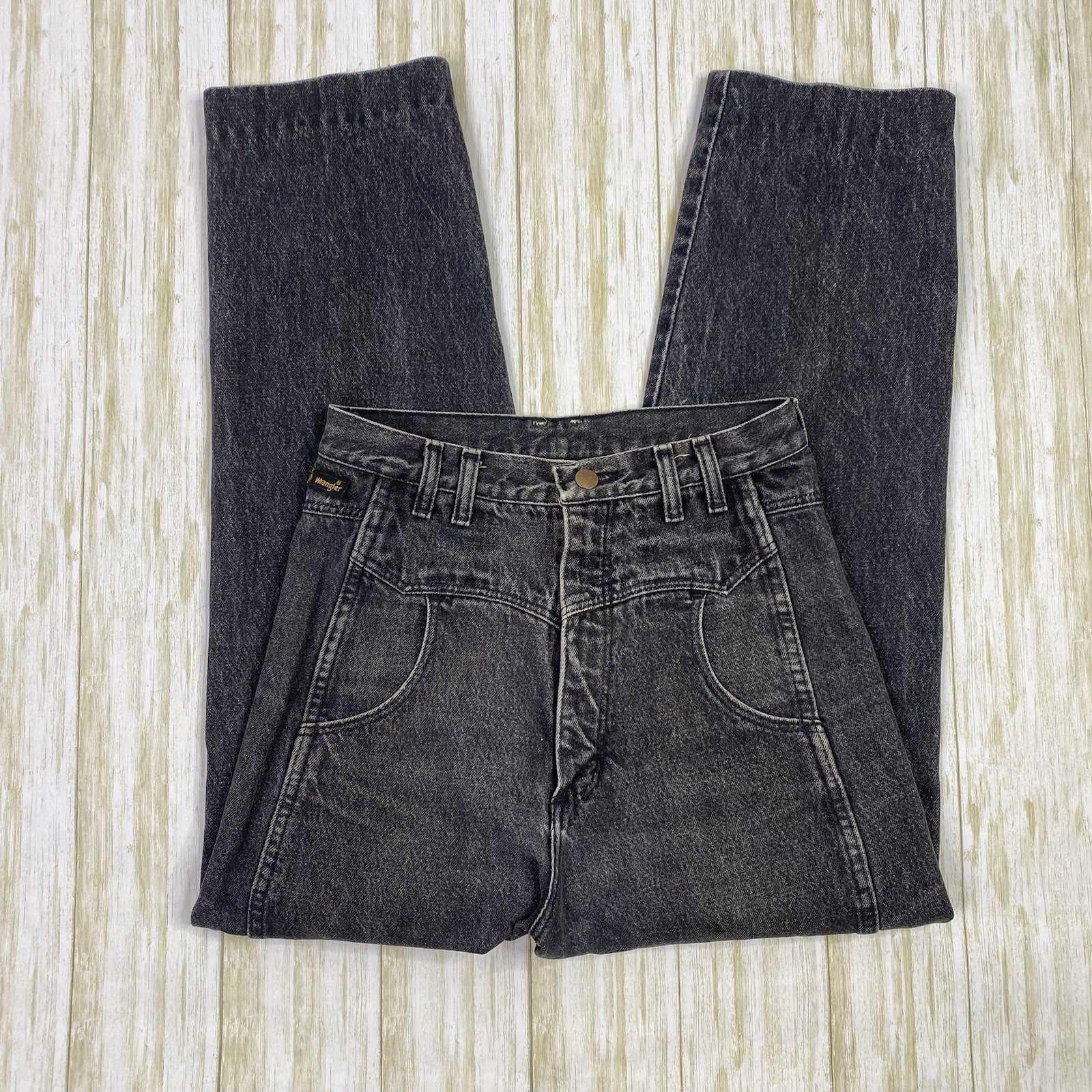 Vintage Wrangler Women’s Size 9/10 US 26 Black Bareback High Rise Denim Jeans