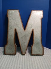 21" X 17.25" Metal Letter M Wall Decor Large Galvanized 3D Signs Shelf Decor