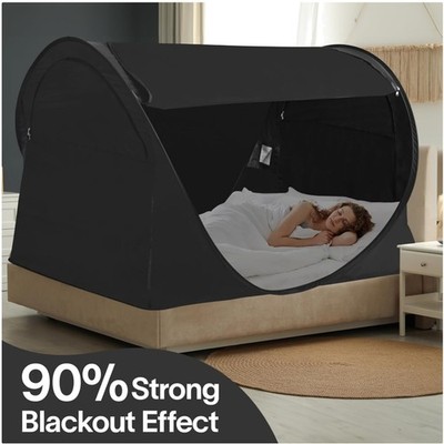 Privacy Pop Up Bed Tent for Twin Bed - Blackout & Breathable